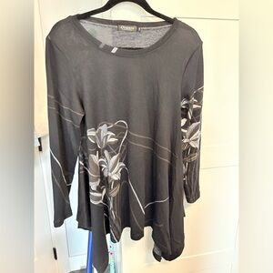 Orage Charcoal Floral Women's Tunic